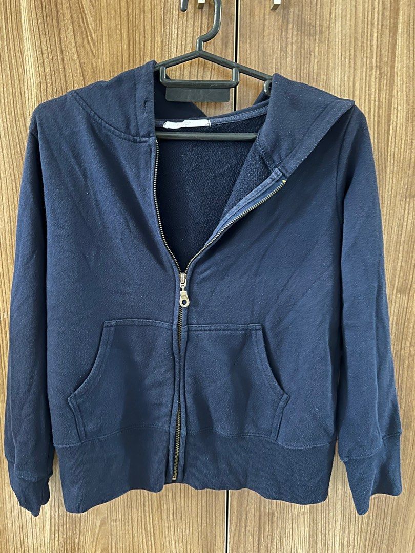 Dark blue zip up hoodie on sale