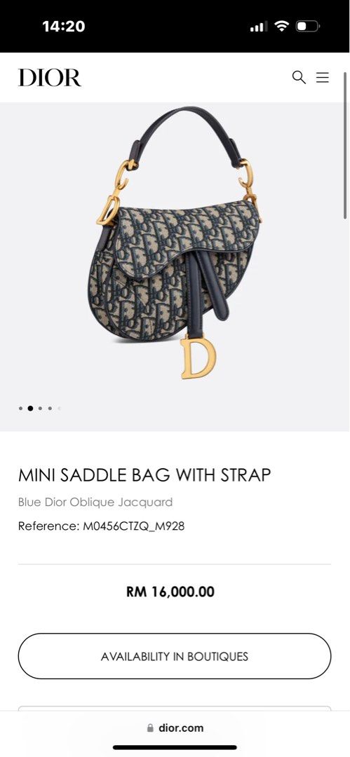 Christian Dior Mini Saddle Bag with Strap M0456CTZQ_M928 , Blue, One Size