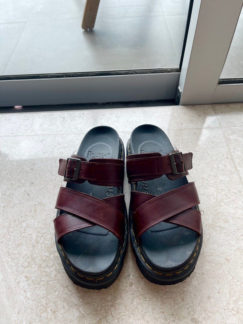 Burgundy dr marten best sale sandals