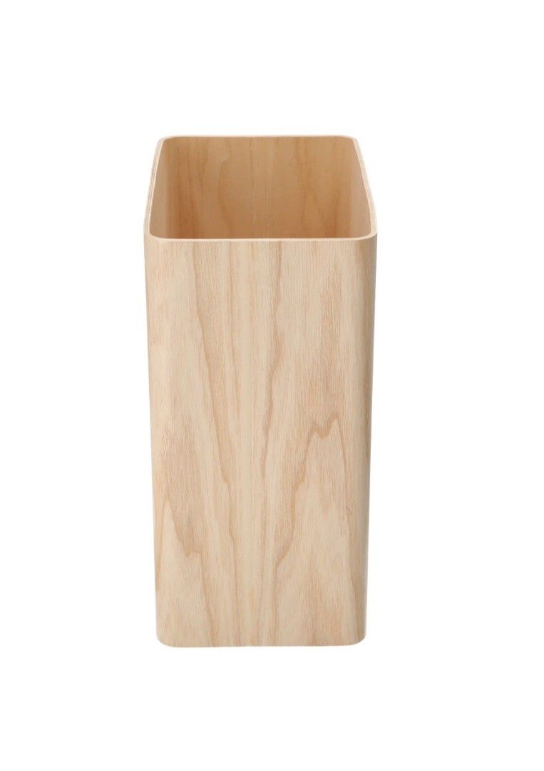 Square Dustbin Waste Bin Rubbish Wood Grain Storage Box Muji Style