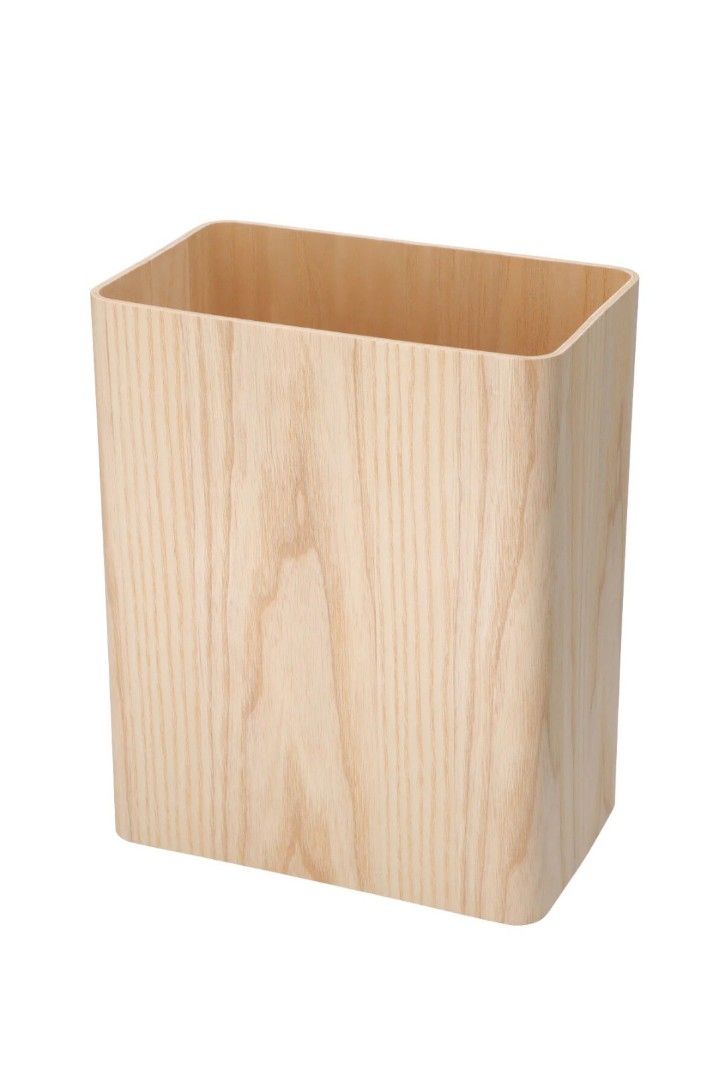 Square Dustbin Waste Bin Rubbish Wood Grain Storage Box Muji Style