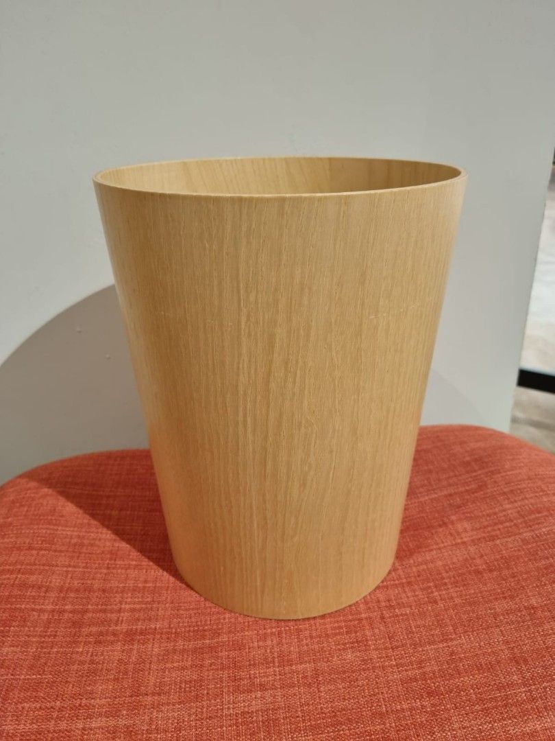 Dustbin Waste Bin Rubbish Wood Grain Muji Style Minimalist, Furniture