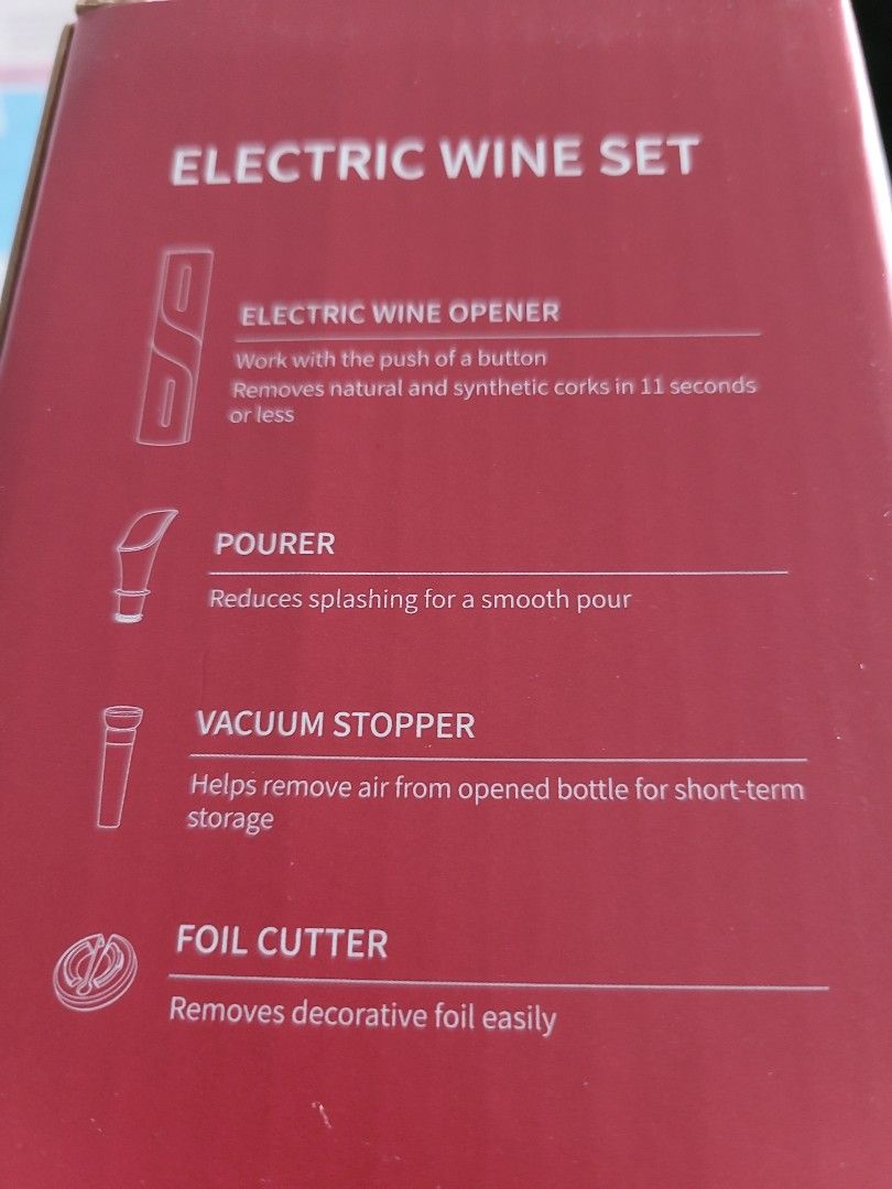 Electric wine set, Furniture & Home Living, Kitchenware & Tableware ...
