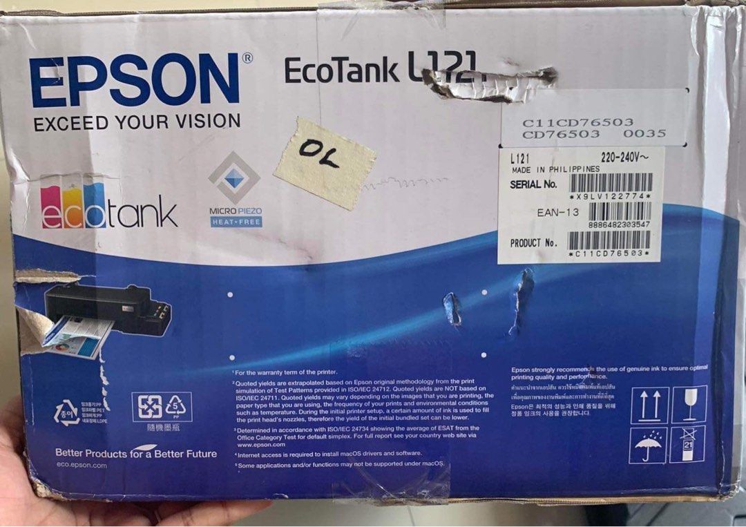 Epson Ecotank L121 (Category: Printers, Scanners & Copiers) located in Manila. Submitted by tindahannidickson (Listing ID 1240532476, Image 3). Description: .
