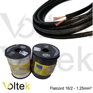 Flat cord 16/2 - 1.25mm² Boston Brand sold per roll for extension cord black or white wire & cable