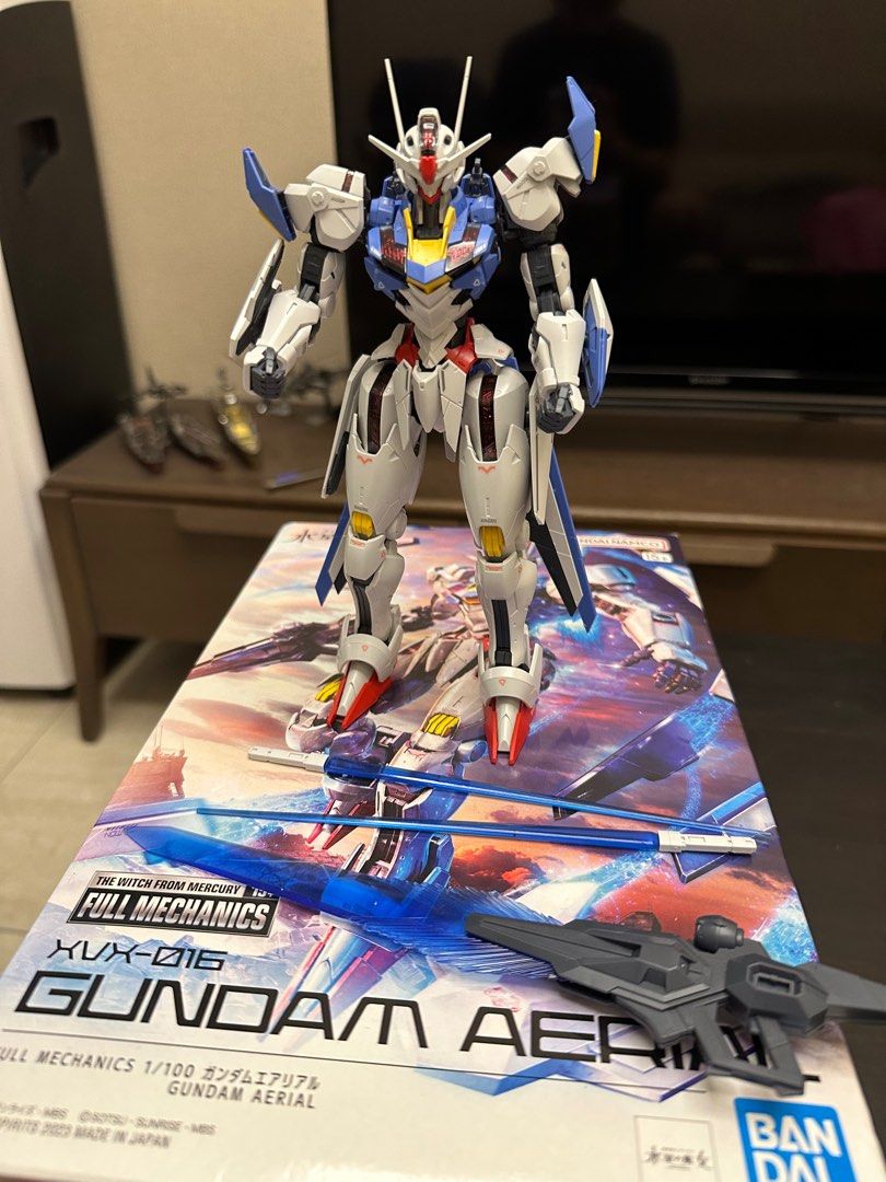 Full Mechanics Aerial Gundam 1/100 Bandai assembled, Hobbies