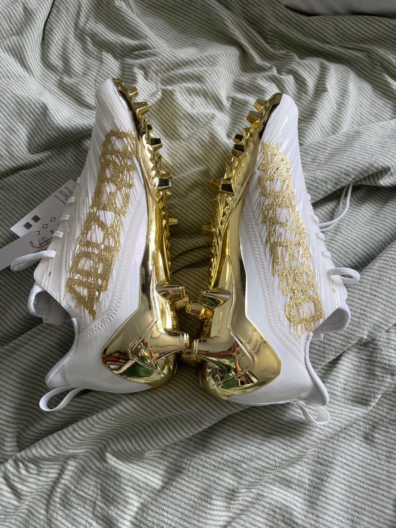 Gold And White Adizeros Football Boots