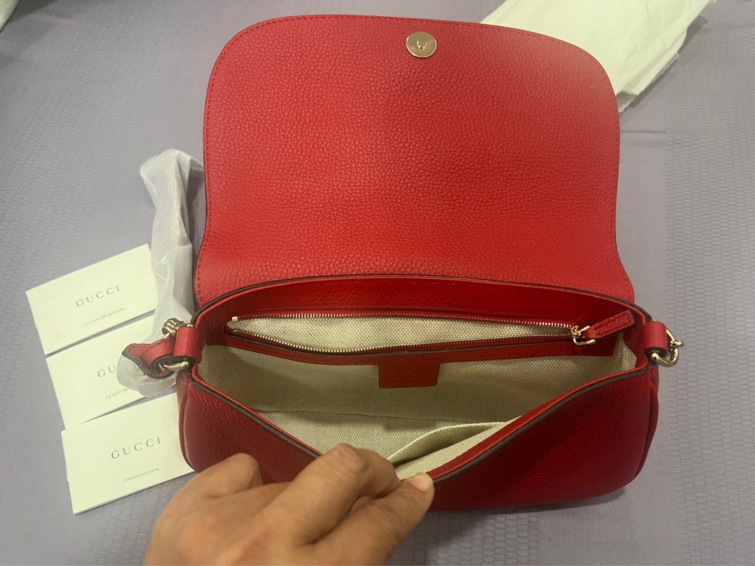 Gucci Red Leather Small Soho Crossbody Bag