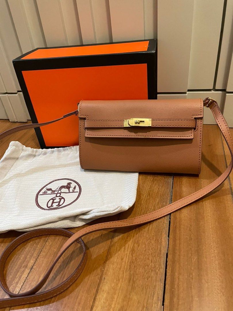 Hermes, Bags, Hermes Bag Strap Kelly Pochette Bandouliere Shoulder Strap  Brownsilverhardware