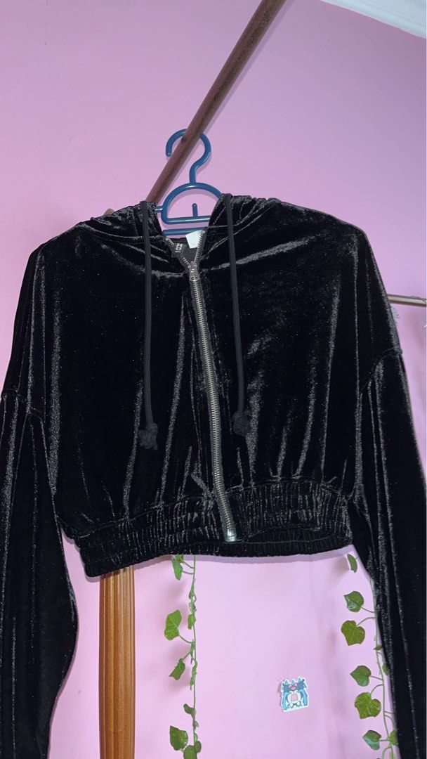 H&m top velvet hoodie