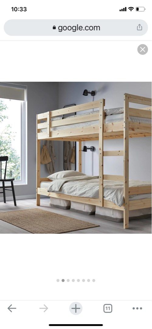 IKEA MYDAL Bunk bed frame, pine, 90x200 cm, Furniture & Home Living
