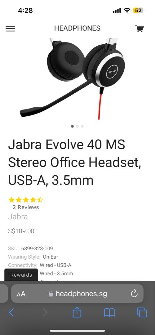 Jabra Evolve 40 Duo MS USB-A (Black) - 6399-823-109 