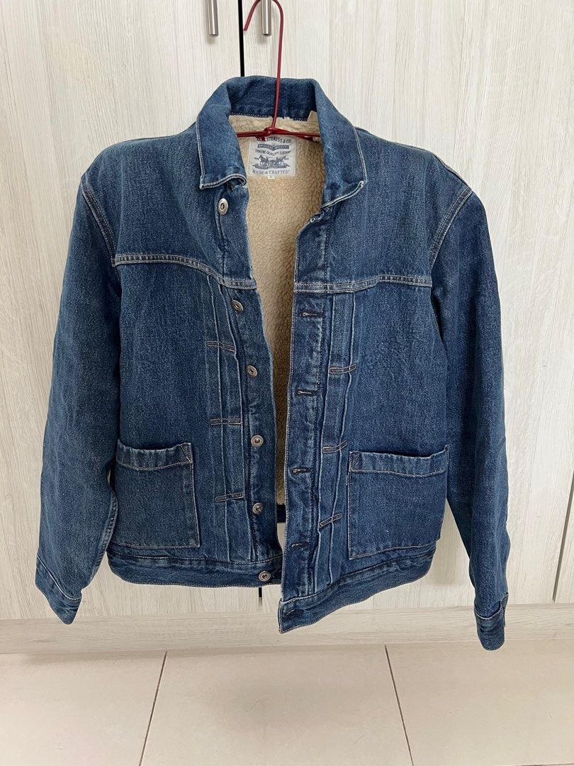 Levis denim jacket with fur Women s Fashion Coats Jackets and
