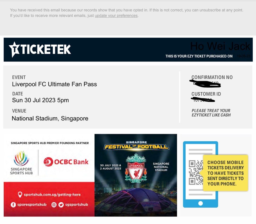 Liverpool vs Leicester ( Singapore Stadium) 30 July 2023, Tickets