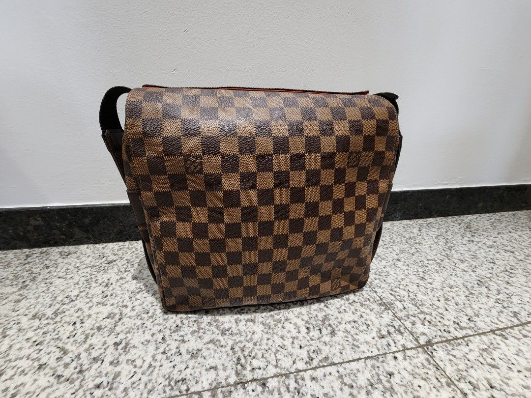LV Naviglio Messenger Damier Ebene Coated Canvas with Leather and