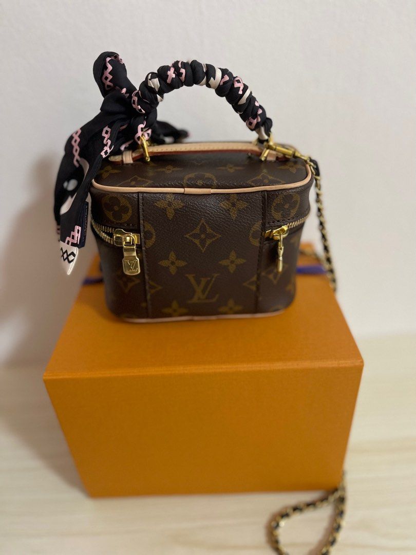 Louis Vuitton Toiletry Pouch On Chain Black in Lotus Cotton with Gold-tone  - US