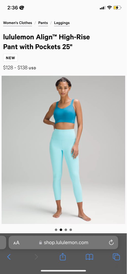 Lululemon Align 25' leggings with Pockets (Turquoise), Women's Fashion,  Activewear on Carousell