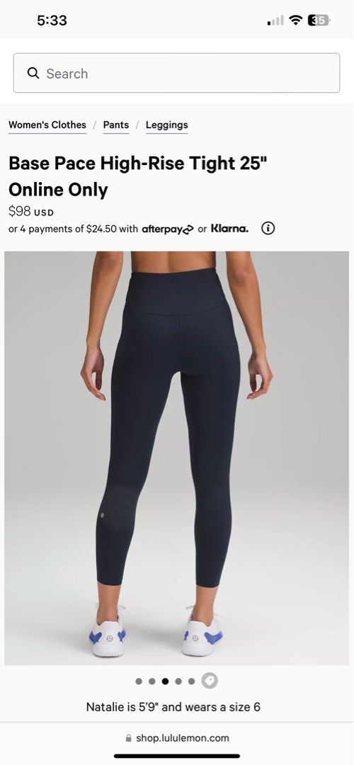 Lululemon Base Pace High-Rise Running Tight 25 True Navy Size 12, Women's  Fashion, Activewear on Carousell