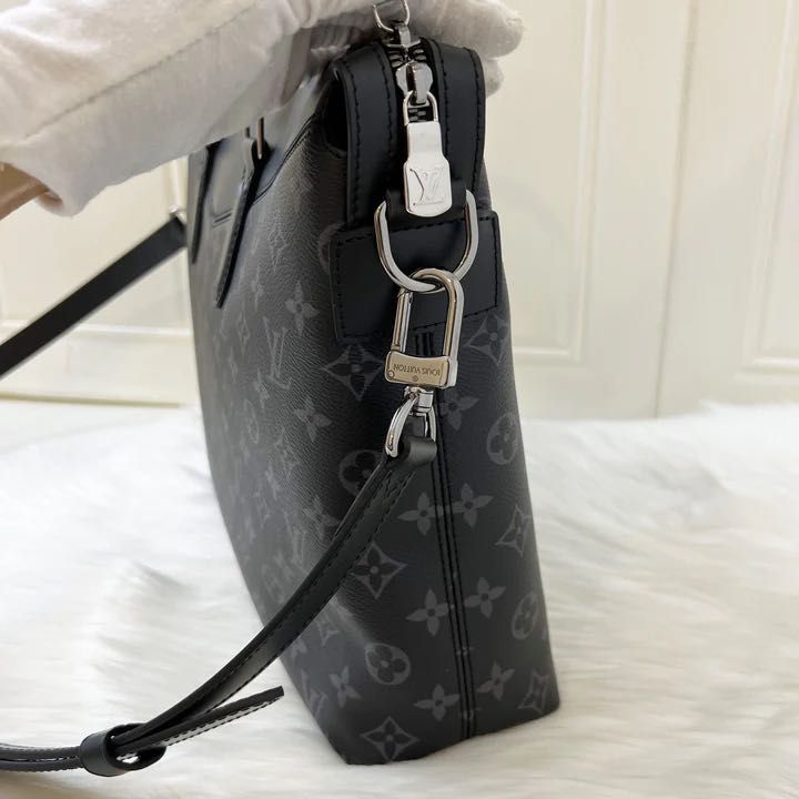 louis vuitton m40566 briefcase explore, monogram eclipse canvas silver  hardwate, with strap & lock, no keys & dust cover