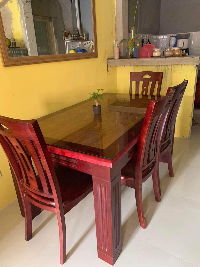 MALAYSIAN WOOD TABLE 6 SEATER DINING TABLE / DINING SET on Carousell