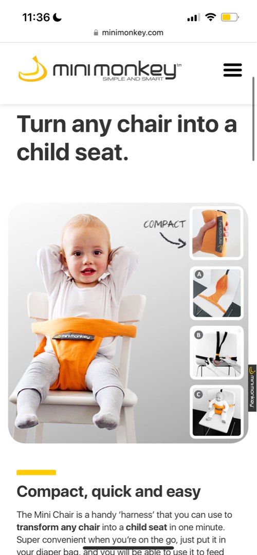 Mini monkey chair harness sales