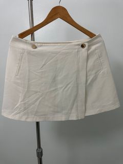 Miss Selfridge White Mini Skirt With Gold Button