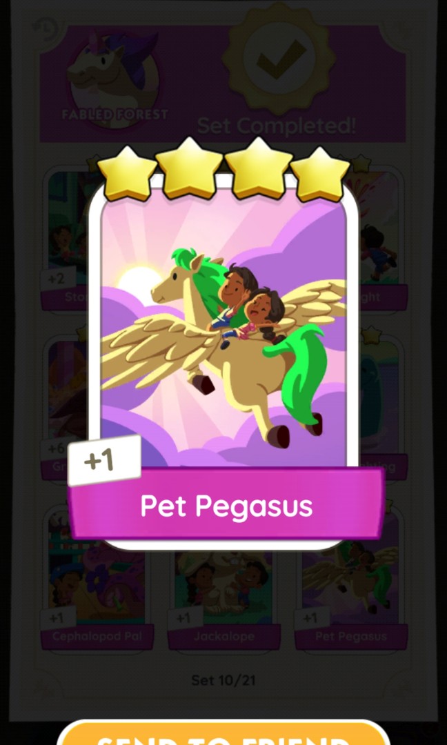 Monopoly Go Sticker 4 star: pet Pegasus, Hobbies & Toys, Toys