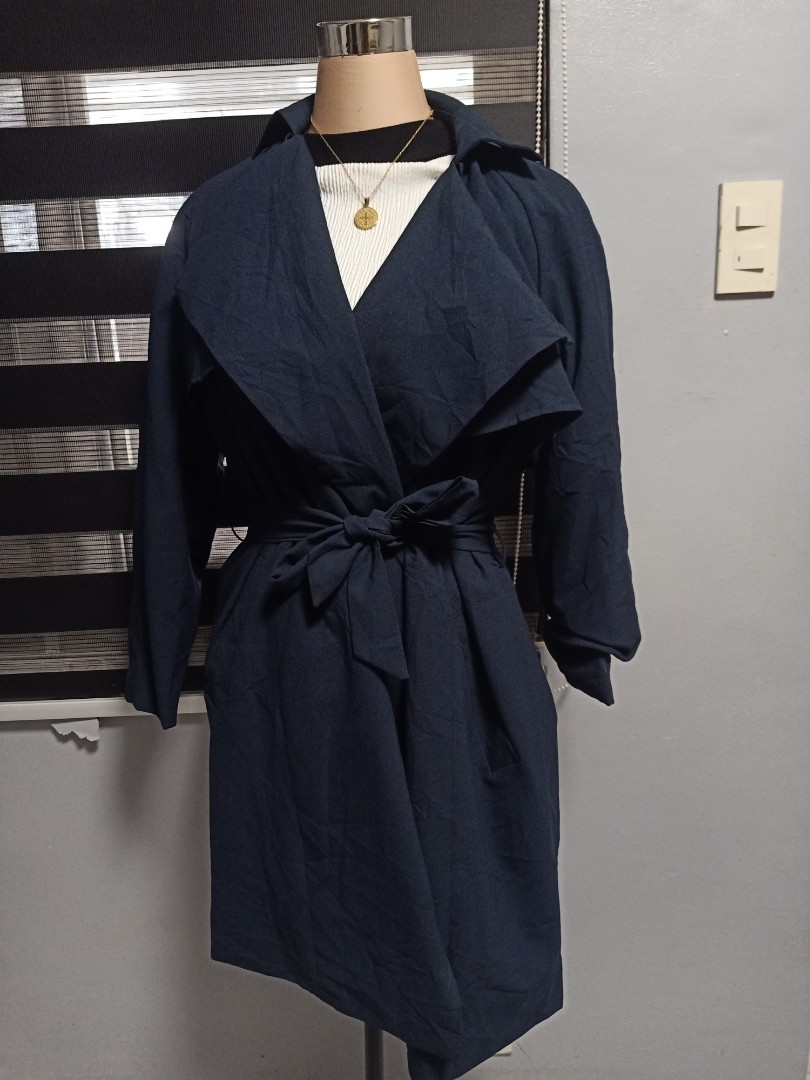 Navy Blue Trench Coat on Carousell