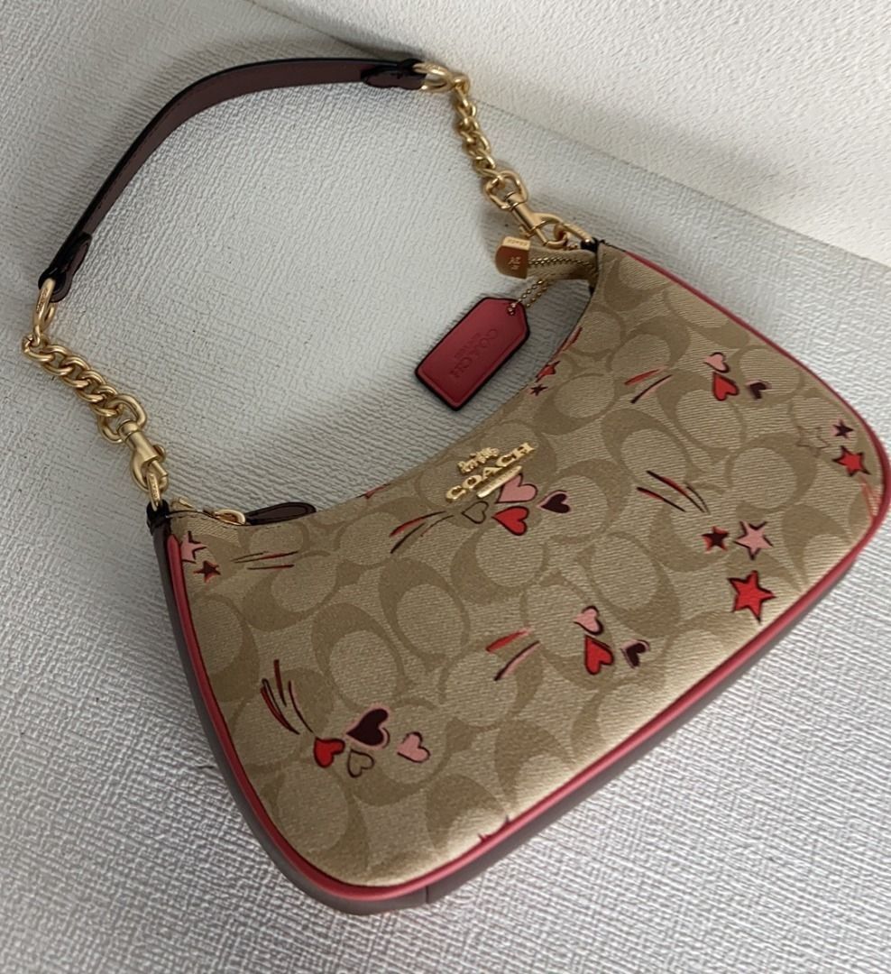 Coach Teri Shoulder Bag in Signature Canvas with Heart and Star Print