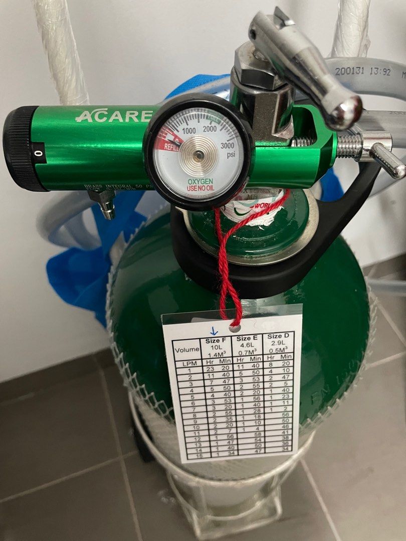 New Oxygen Tank 10.5L Home Use, Health & Nutrition, Medical Supplies ...