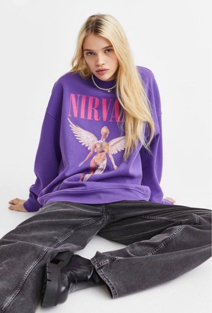 Nirvana unplugged oversized online crew neck sweatshir