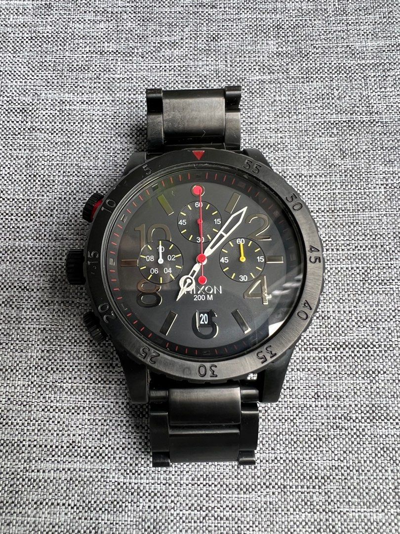 NIXON 48-20 CHRONO SILVER BLACK - 時計