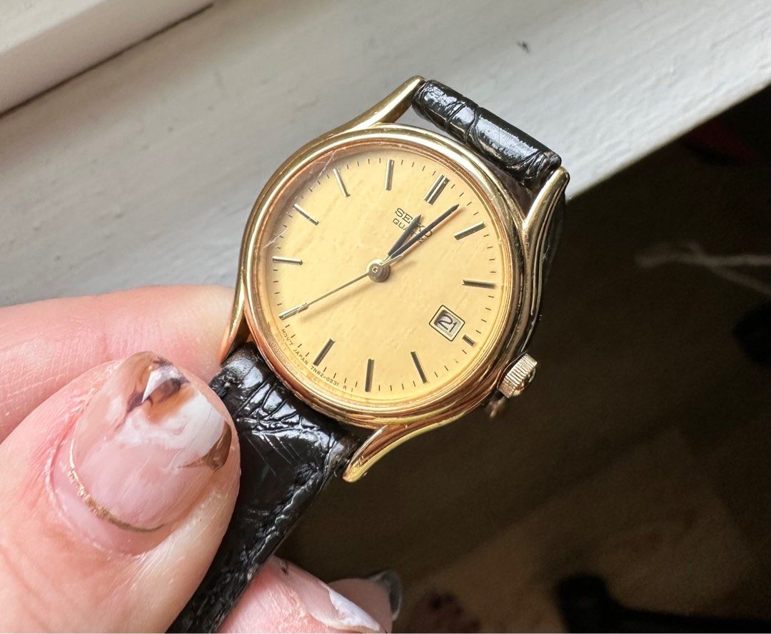 Seiko gold clearance watch leather strap