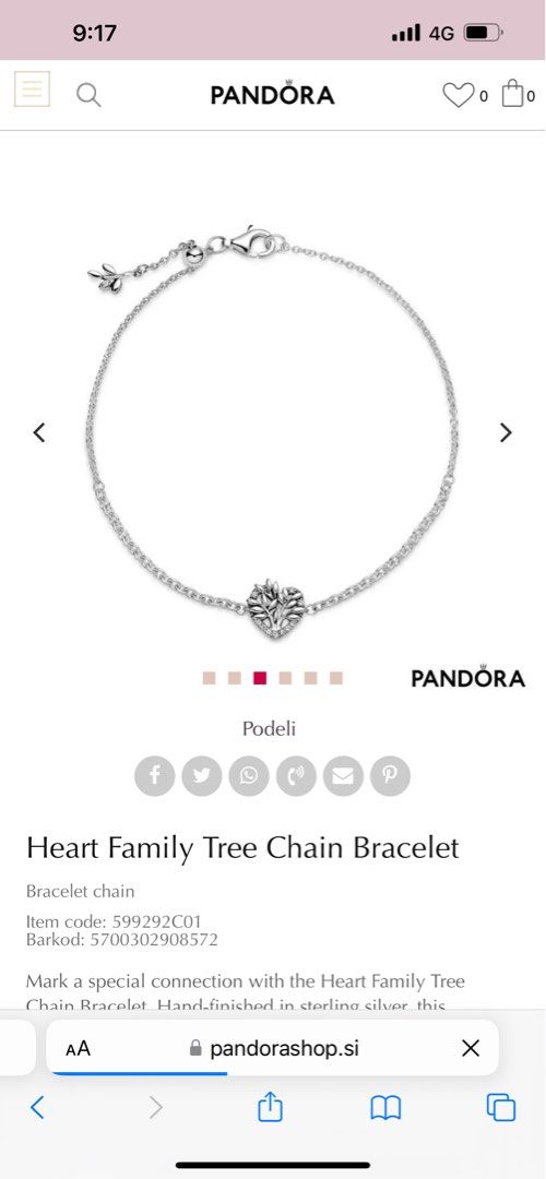 Heart family top tree chain bracelet
