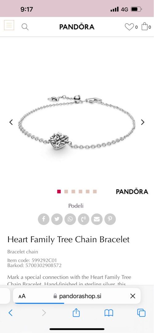 Heart family tree clearance chain bracelet
