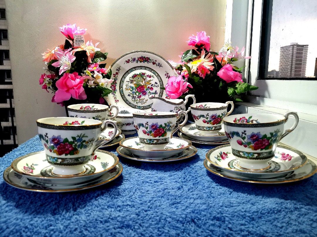 Paragon tree of kashmir (Category: Coffee & Tea Tableware) located in Pasig City. Submitted by singledadreseller (Listing ID 1240516869, Image 1). Description: Paragon Tree of kashmir made in england 19 pc set eared cake plate sugar bowl milk jug 5 trios in very good condition.