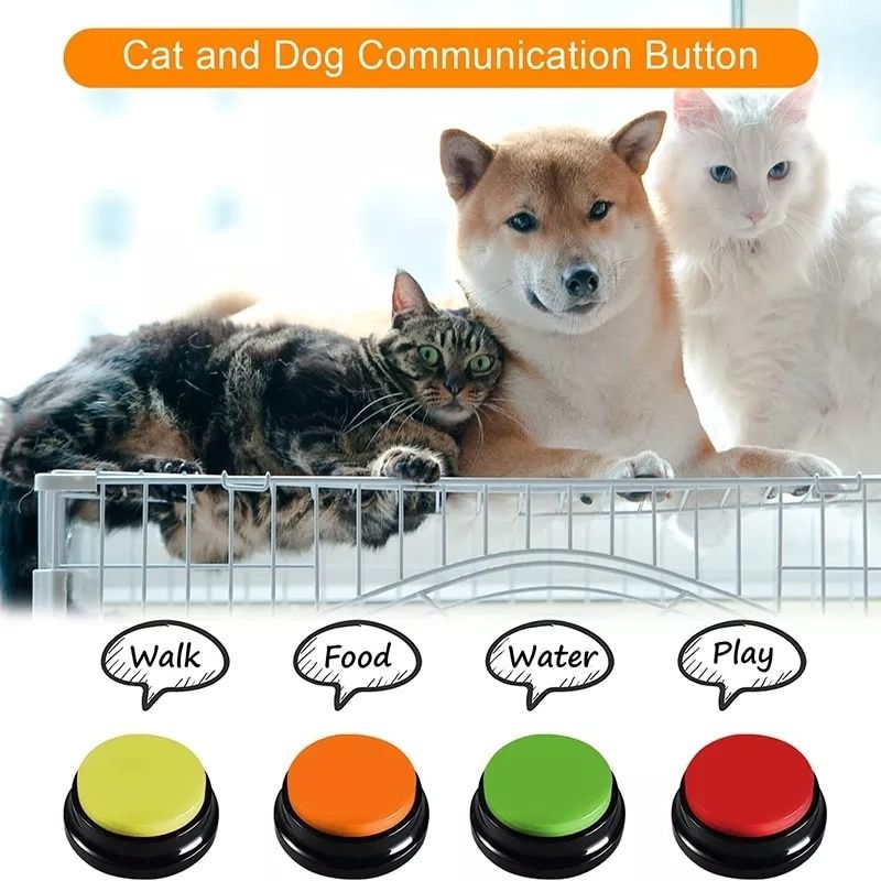 MEWOOFUN Dog Button Record Talking Pet Communication Vocal Training  Interactive Toy Bell Ringer With Pad and Sticker Easy To Use