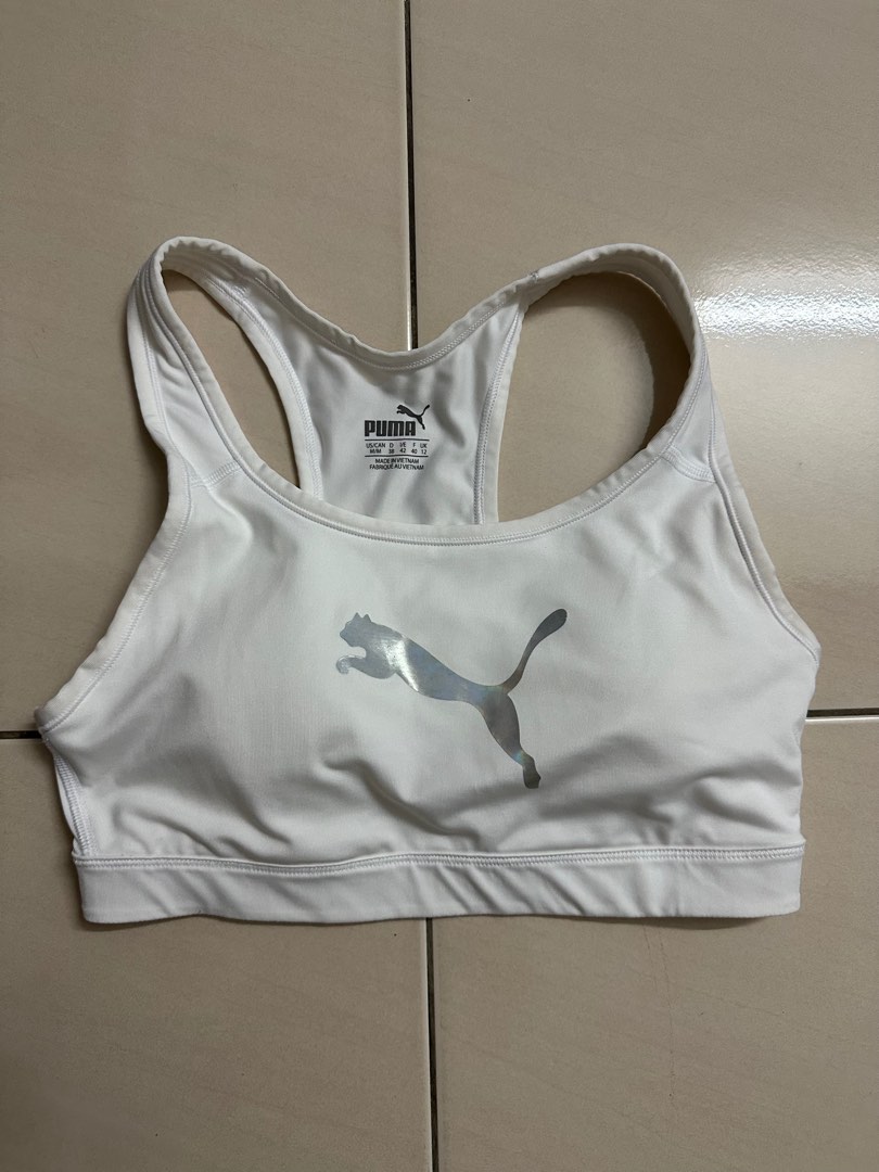 White puma shop sports bra