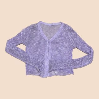 Purple Mesh See Through Cardigan