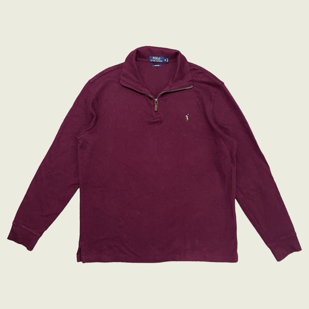 Ralph lauren hotsell quarter zip burgundy