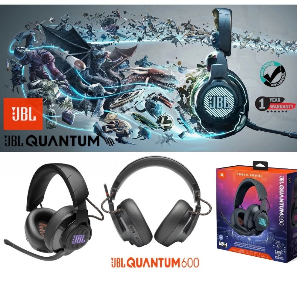 JBL Quantum 600, Wireless Over-Ear Performance Gaming Headset, Black, Large