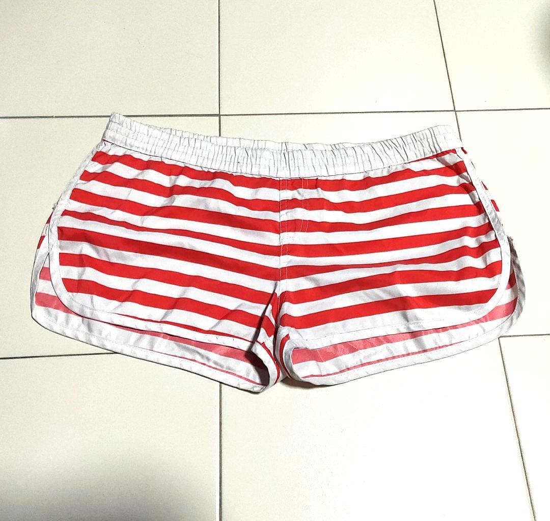 Red and white discount striped shorts womens