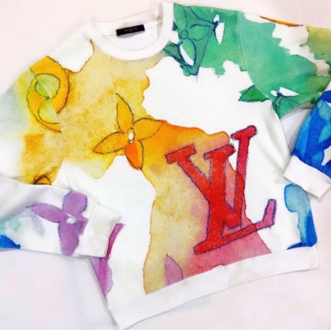 Louis Vuitton Watercolor Giant Monogram Sweatshirt White