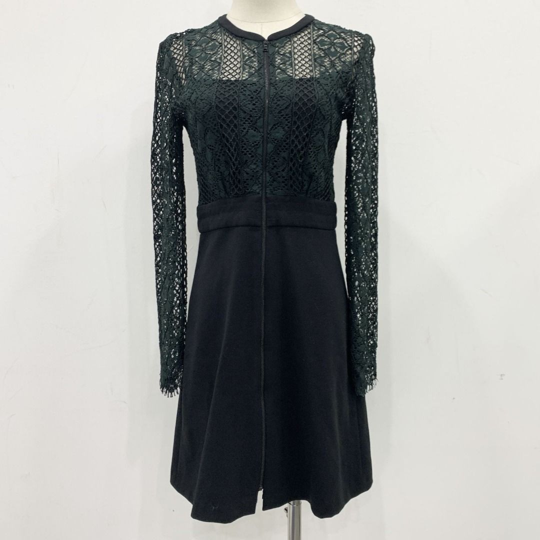 SANDRO BLACK/GREEN LACE DRESS ONE PIECE 237018872 KM, Women's Fashion,  Dresses & Sets, Dresses on Carousell