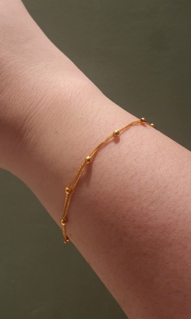 Layered Gold Bracelet, Double Gold Bracelet, Minimalist Bracelet