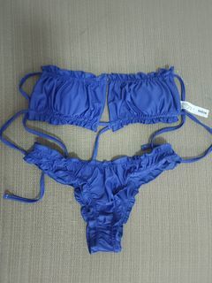 Shein dark blue ruffled bikini