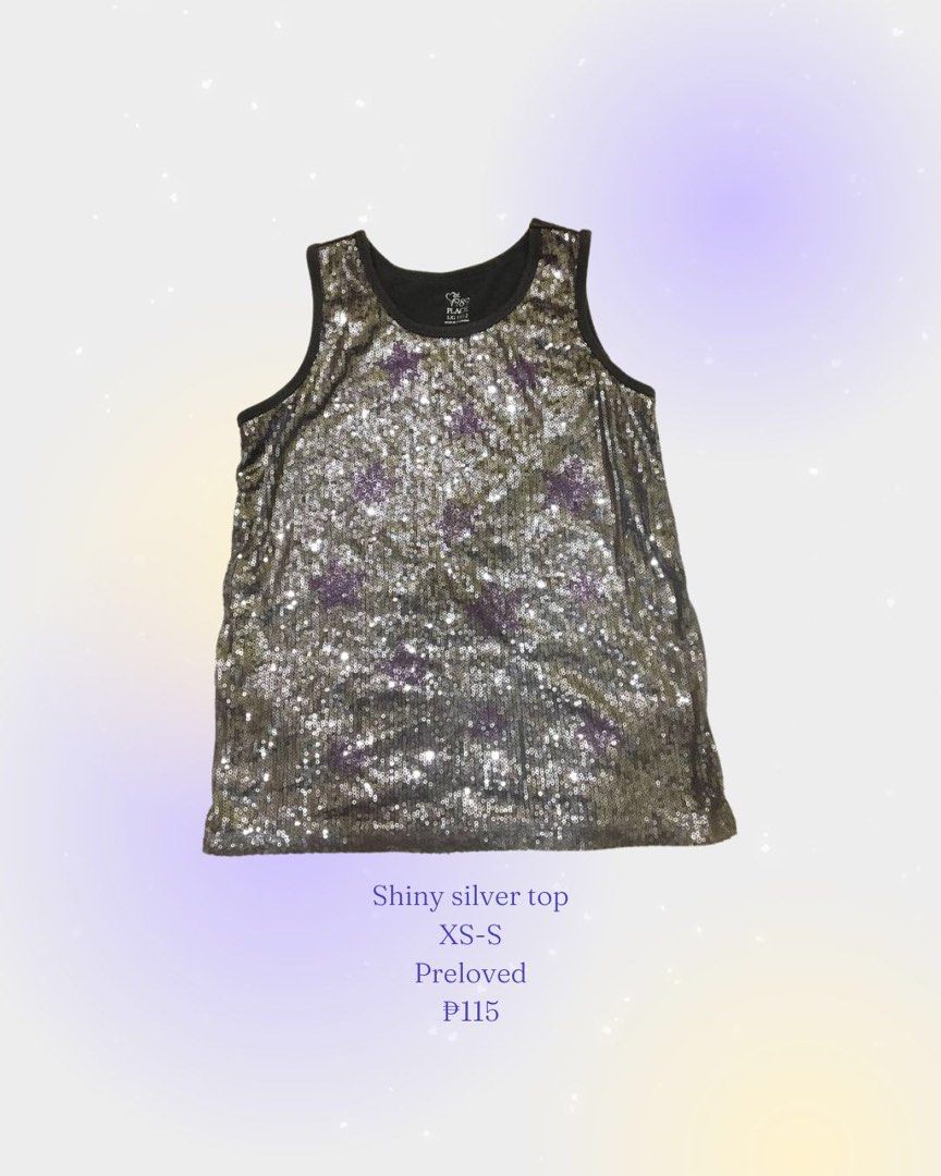 Shiny Silver Top, Women's Fashion, Tops, Sleeveless on Carousell