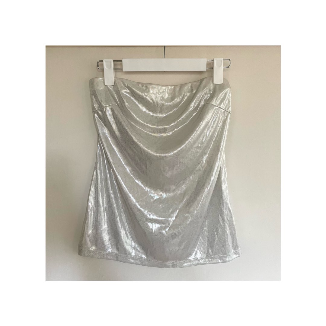 Silver tube top on Carousell