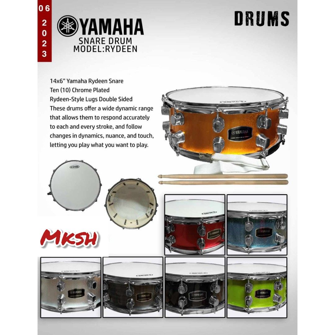 Snare drum Yamaha Rydeen (Category: Musical Instruments) located in Quezon City. Submitted by mike10sitaldas (Listing ID 1240486207, Image 1). Description: Snare drum Yamaha Rydeen 3, 100 Php All Brand new!!.