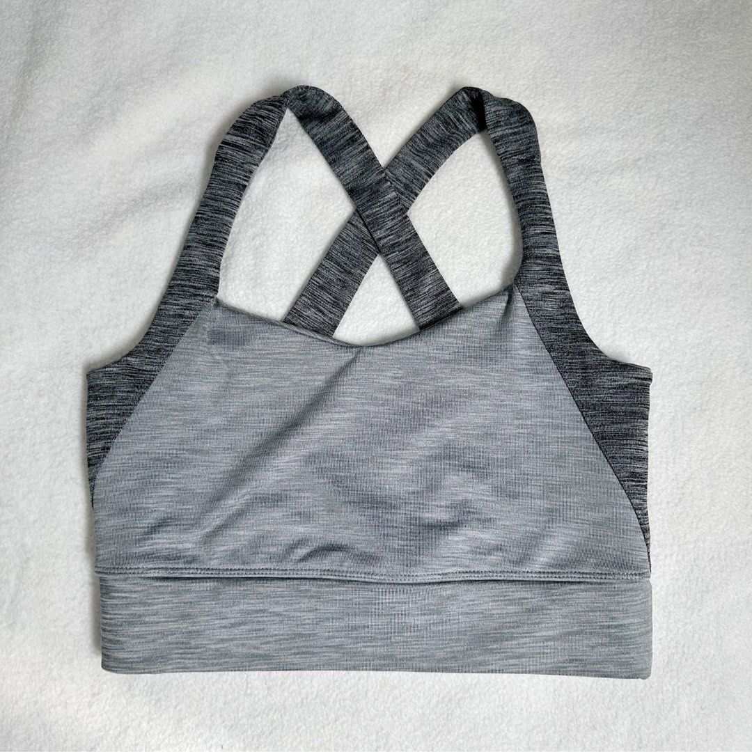 SOULUXE GRAY MARL CRISS CROSS SPORTS BRA DOUBLE LINED SMALL